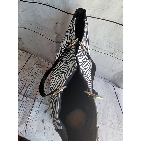 Zebra Print Tote Bag Purse Black White Shoulder Handbag Large Carryall Unbranded - Picture 9 of 14